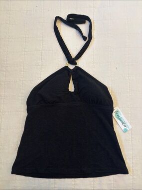High Neck Ring Tankini Top Black